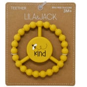 Wholesale - 1pc Silicone Peace Teether - Mustard Bee "Kind" C/P 100, UPC: 195010118583